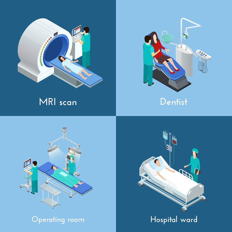 Vector medical equipment isometric elements