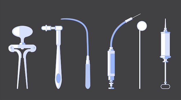 Apparecchiature mediche vettore di set semplice vaccino per pillola dentale design piatto