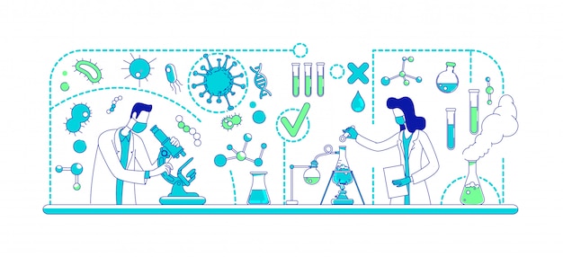 Medical experiment thin line concept illustration