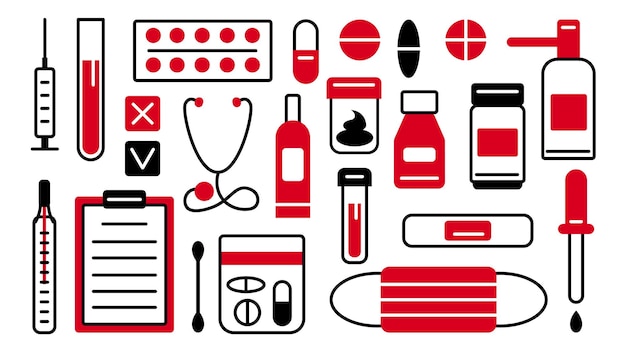 Vector medical flat icons set