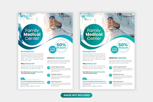 Vector medical flayer design template healthcare and medical pharmacy flyer