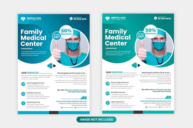 Vector medical flayer design template healthcare and medical pharmacy flyer