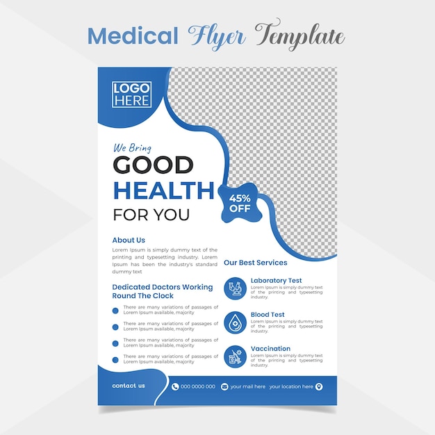 Medical flyer and brochure cover page template design