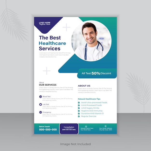 Medical flyer or brochure design template