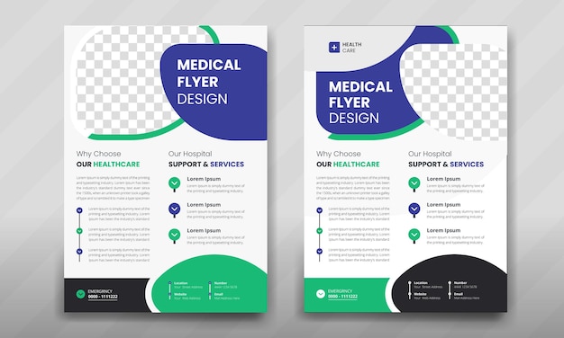 Medical flyer design and health care template for print leaflet