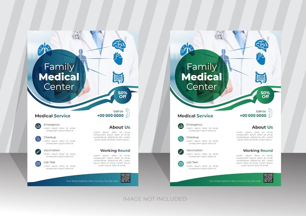 Vector medical flyer design health care