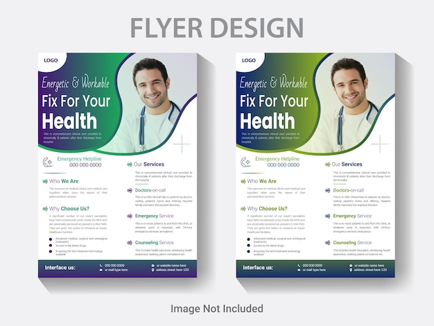 Medical flyer design template, a4 size healthcare poster layout.