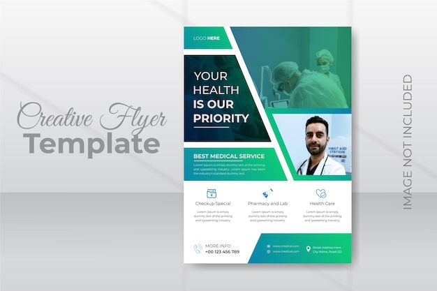 Medical flyer design template premium vector