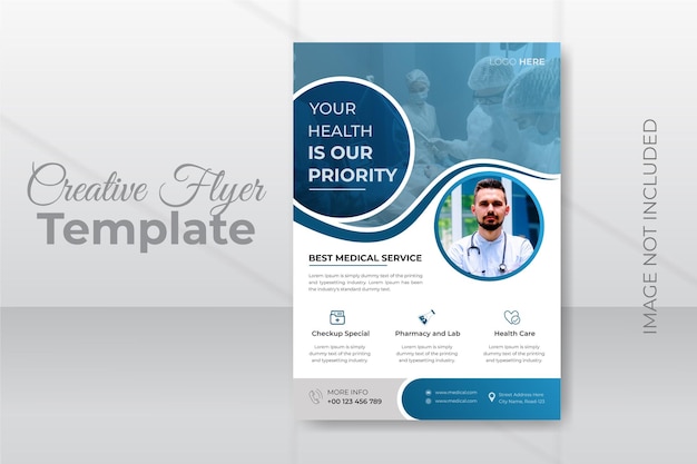 Medical flyer design template premium vector