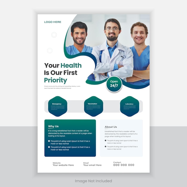 Medical flyer or dl flyer and rack card design template and medical brochure design