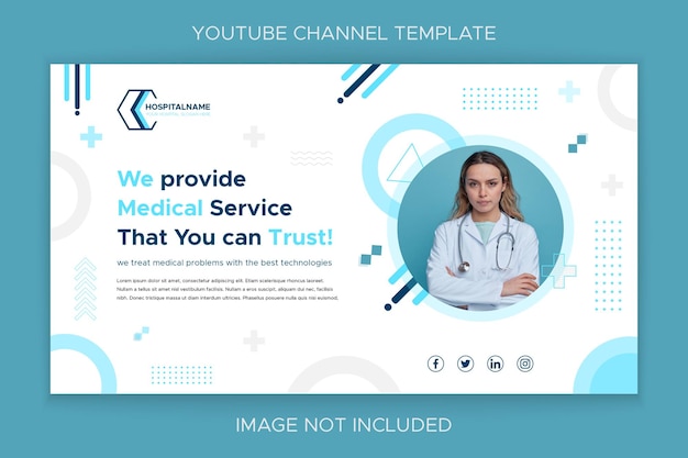 Medical geometric YouTube art banner template