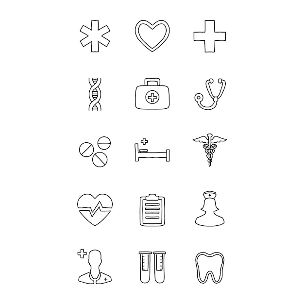 Vector medical hand drawn doodle illustrations vector set