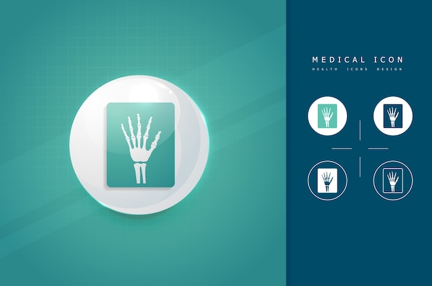 Medical hand x-ray icon