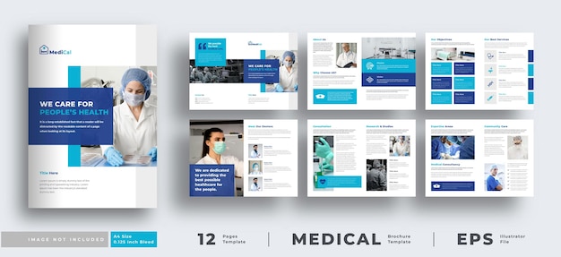 Medical health care company profile brochure template layout design minimalist brochure template