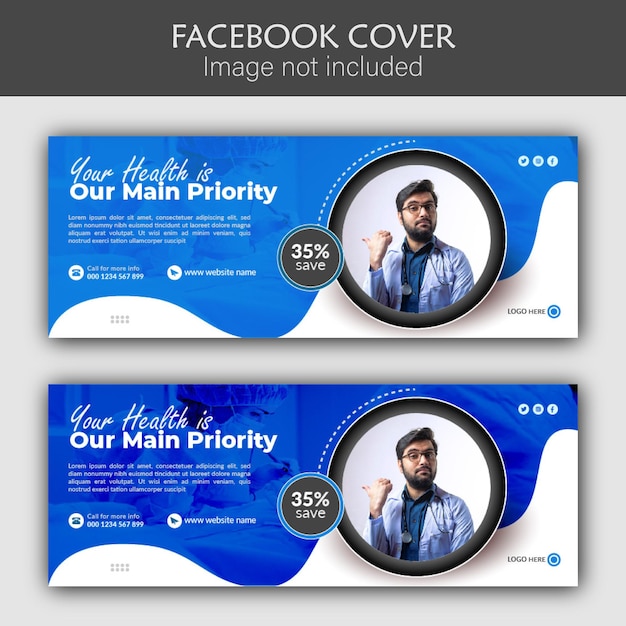 Медицинский врач здравоохранения шаблон обложки facebook или медицинский дизайн баннера facebook