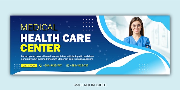 Medical health care facebook cover banner template promotion set of editable flat banner clinic