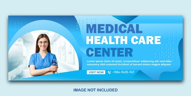 medical health care facebook cover banner template promotion set of editable flat banner clinic