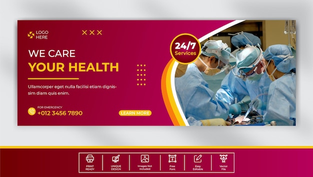 Medical health care facebook cover template design