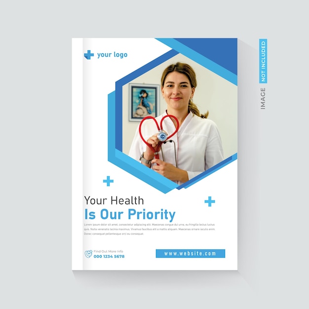 Vector medical health care flyer cover design template