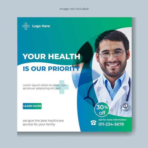 Medical Health Care Instagram post and social media post and web banner template