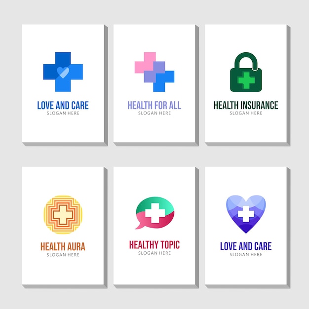 Vector medical health care logo collection modern health care love logo vector design illustration pack