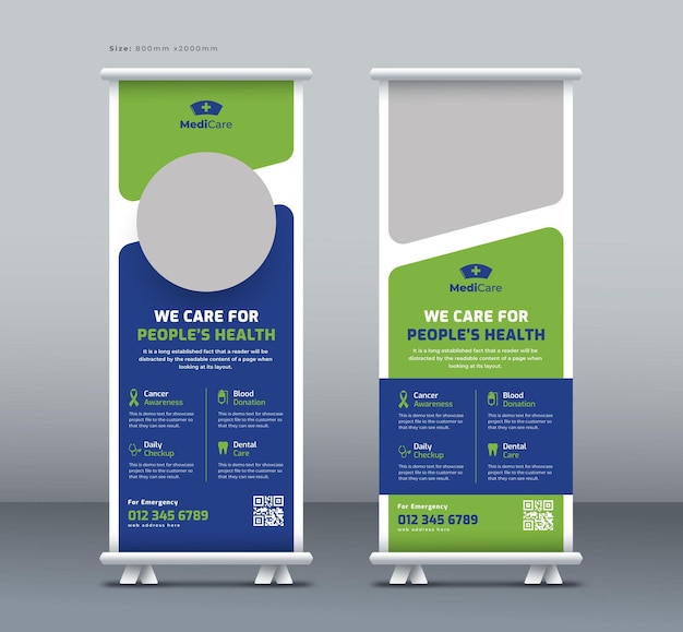 Assistenza sanitaria roll up banner business roll up banner pull up banner o x banner template