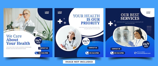 Medical and health care services social media post template