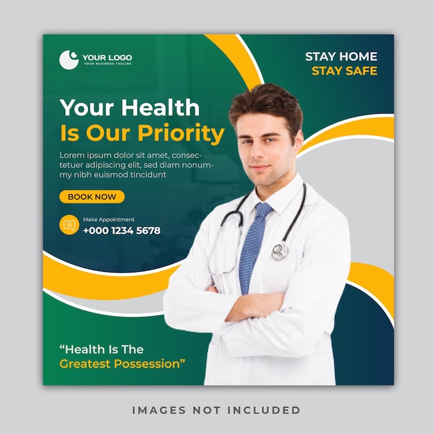 Medical health care social media and instagram post design template