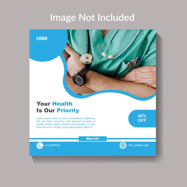 의료 건강 관리 소셜 미디어 게시물 디자인 템플릿