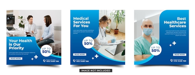 Vector medical and health care social media post template