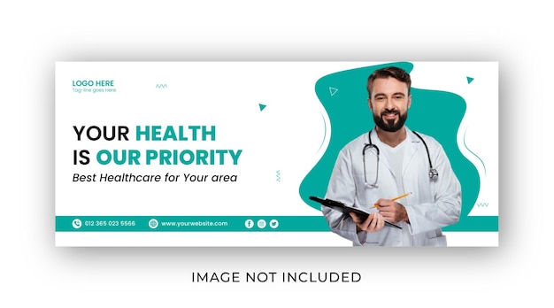 Vector medical health care web banner and hospital facebook cover or social media cover design template