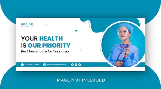 Medical health care web banner and Hospital facebook cover or social media cover design template