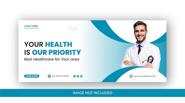 Medical health care web banner and Hospital facebook cover or social media cover design template