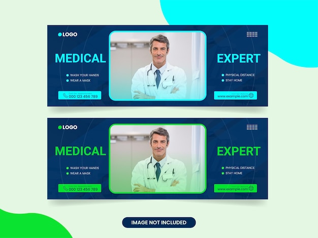 Medical health care web banner social media cover design template