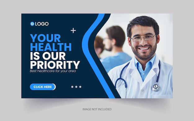 medical health care youtube thumbnail and dental hospital and clinic social media cover photo