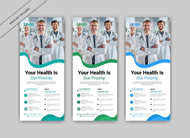 Medical health clinic rollup x standee banner design