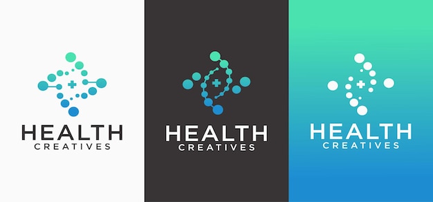 Вектор Технология medical health digital logo медицинский логотип для современной и сложной медицинской помощи