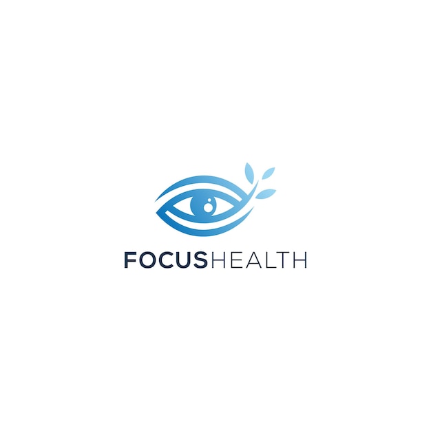 Medical Health Eye Focus with Leaf Logo Design Premium Vector