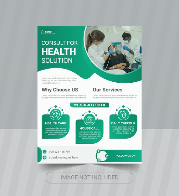 Vector medical health flyer design template dental clinic presentation brochure poster