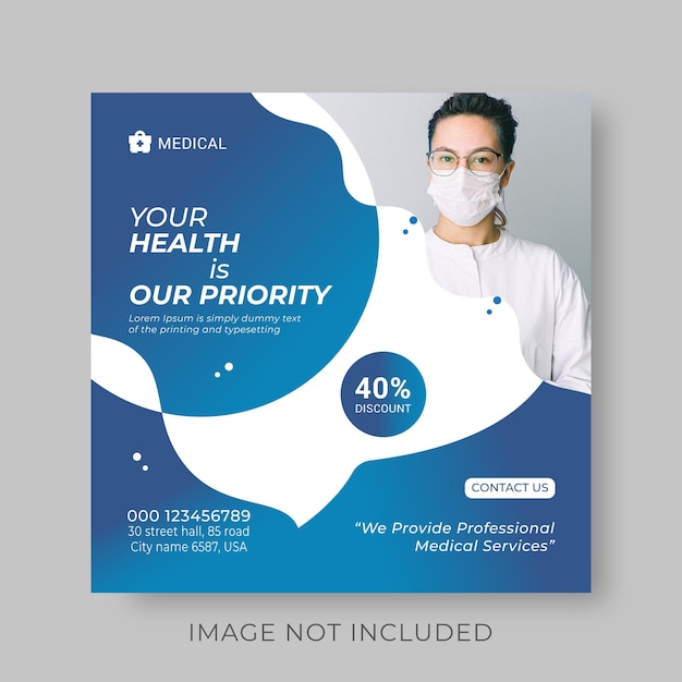 medical health flyer social media and instagram post template