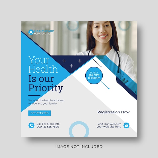 medical health flyer social media and instagram post template