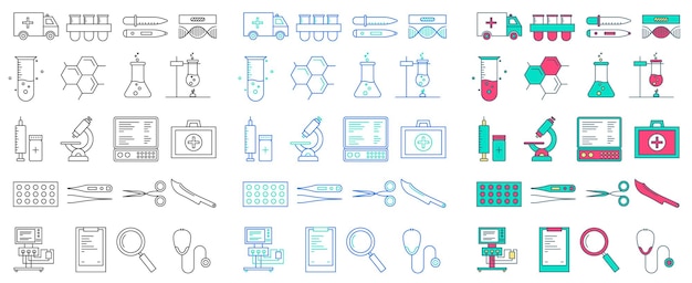 Medical health icon set design