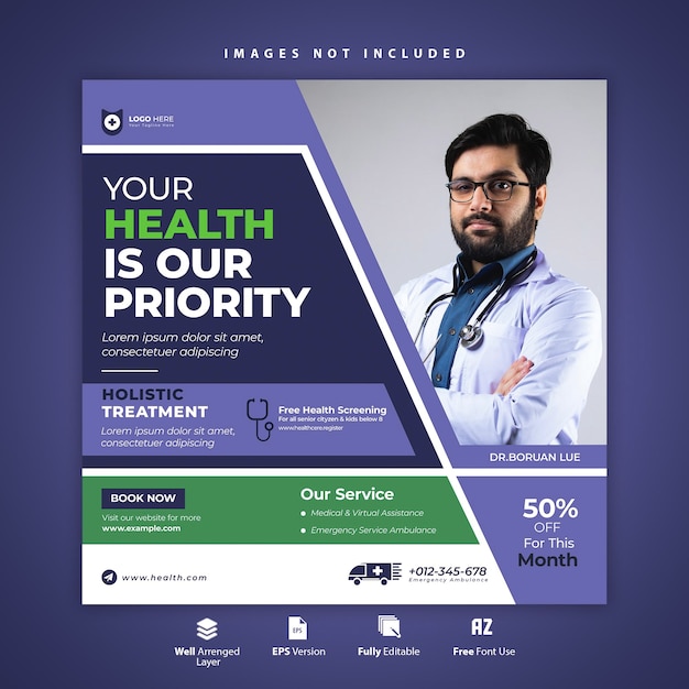 Medical Health Social Media Banner Post Template