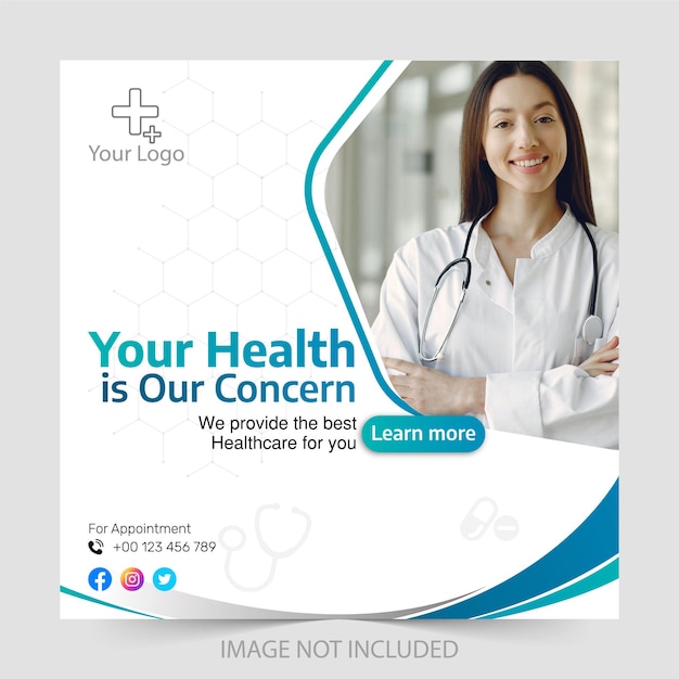 Medical health social media and instagram post banner Primum vector