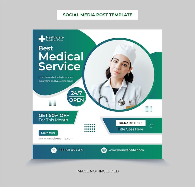 medical health social media and instagram post banner template premium vector