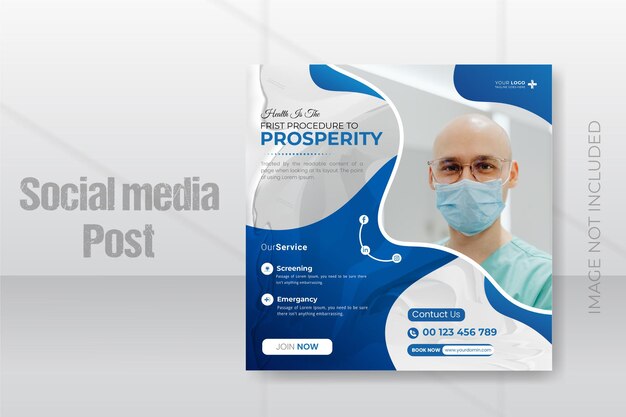 Medical health social media and Instagram post banner template