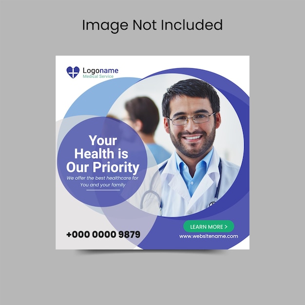 Post sui social media per la salute medica e post su instagram e design di banner web