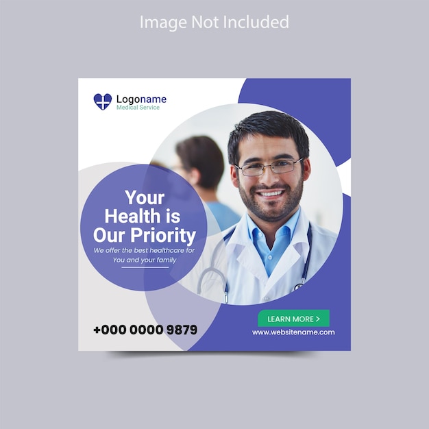 Medical health social media post, instagram post and web banner