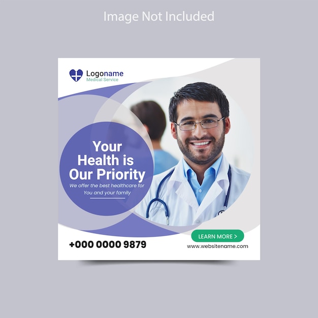 Medical health social media post, instagram post and web banner