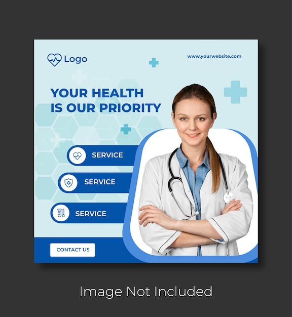 Vector medical health social media post template and instagram post for ads banner